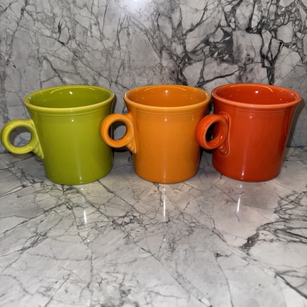Fiestaware Coffee Mugs O Ring Handles Lot Bundle Bright Colors